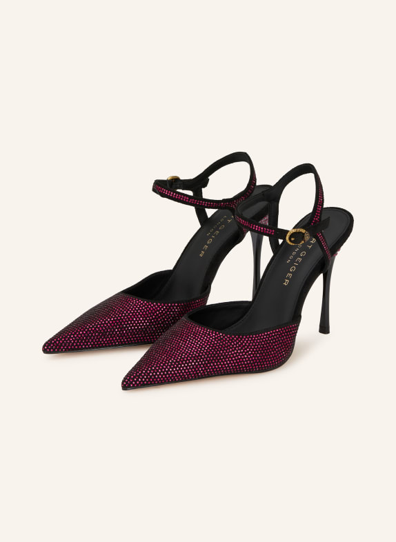 KURT GEIGER Slingpumps MAYFAIR mit Schmucksteinen FUCHSIA / SCHWARZ