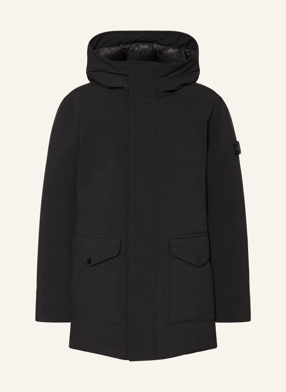 STONE ISLAND JUNIOR péřová bunda ČERNÁ