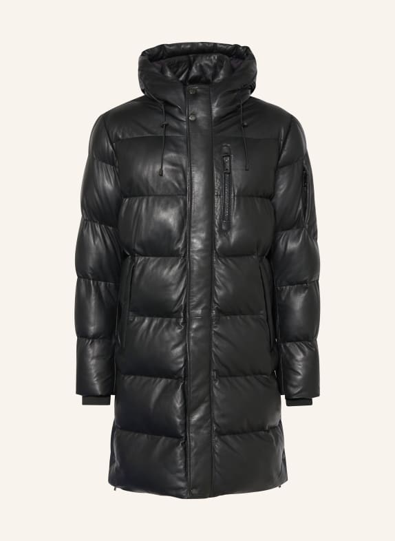 MILESTONE Steppmantel MSPIERO aus Leder SCHWARZ