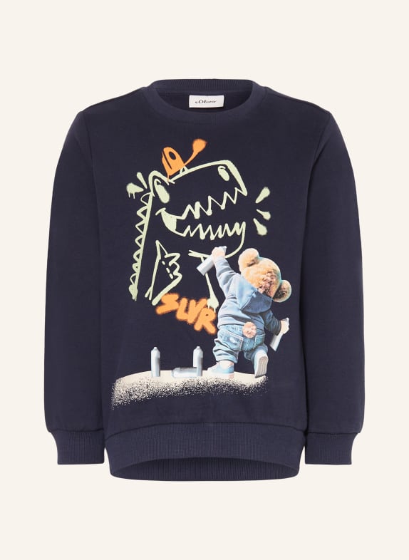 s.Oliver RED mikina TMAVĚ MODRÁ / HNĚDÁ / KRÉMOVÁ