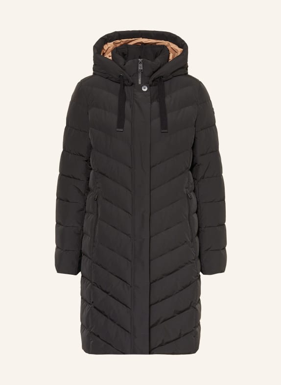 FUCHS SCHMITT Prošívaný kabát s odnímatelnou kapucí ČERNÁ