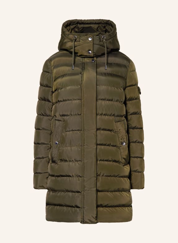 FUCHS SCHMITT Prošívaný kabát s odnímatelnou kapucí TMAVĚ ZELENÁ