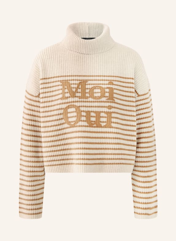 oui Rollkragenpullover CAMEL / ECRU