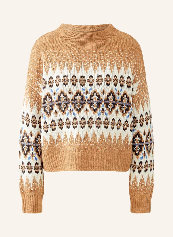 oui Pullover CAMEL / DUNKELBRAUN / CREME