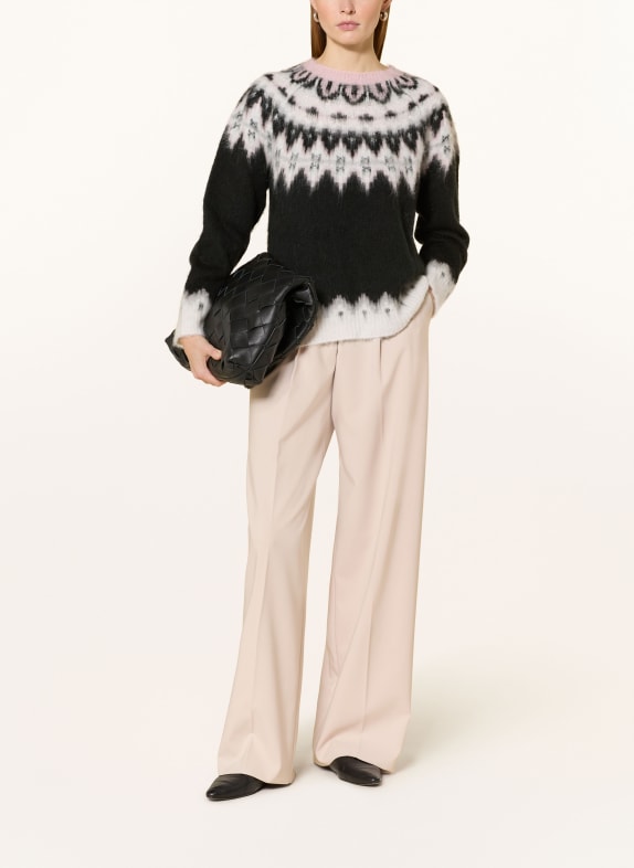 oui Pullover SCHWARZ / HELLROSA / CREME