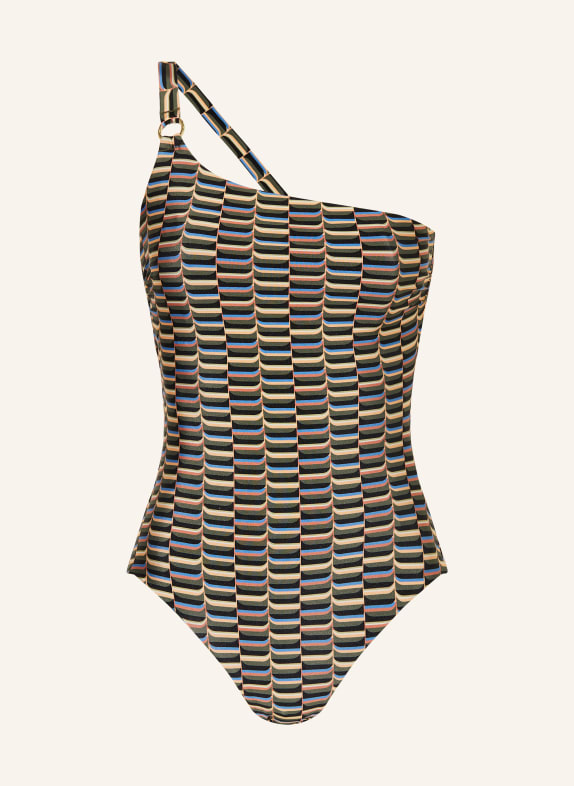 JETS Australia One-Shoulder-Badeanzug URBAN GEO GRÜN / BLAU / SCHWARZ