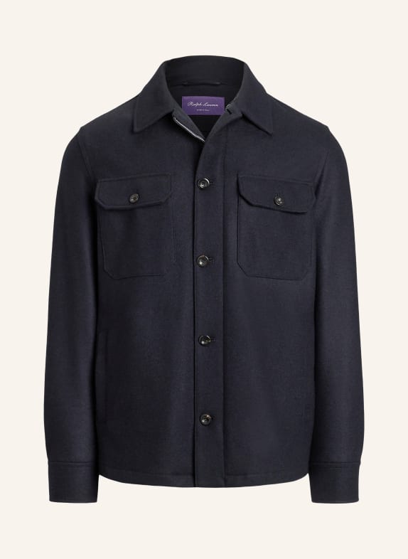 RALPH LAUREN PURPLE LABEL Overjacket aus Cashmere DUNKELBLAU