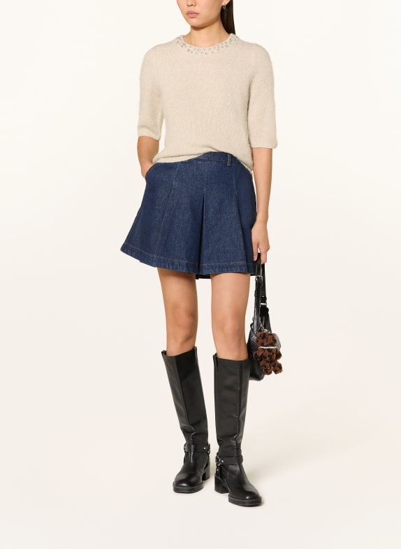 ONLY Gebreid shirt met sierstenen ECRU