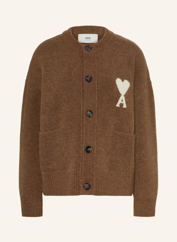 AMI PARIS Strickjacke mit Alpaka BRAUN / CREME