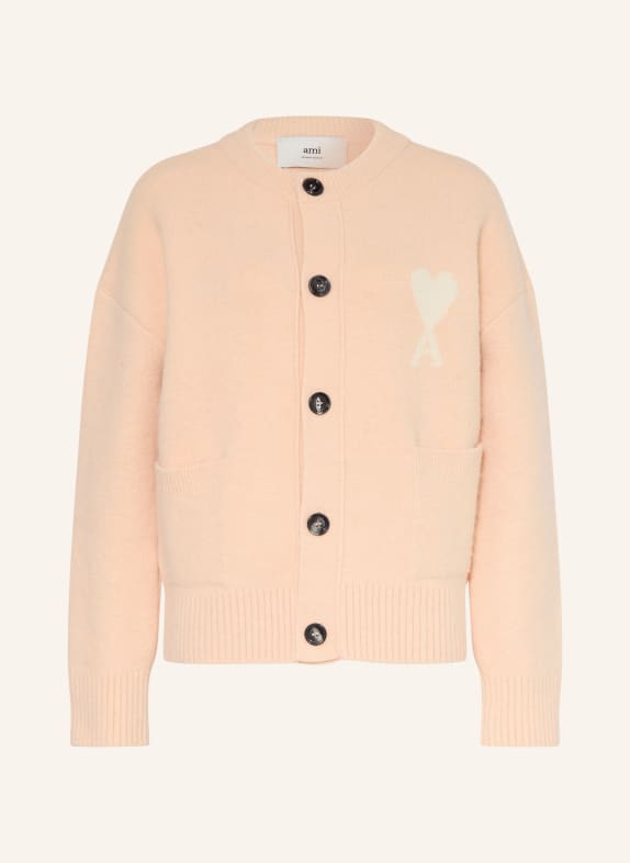 AMI PARIS Strickjacke mit Alpaka ROSÉ / WEISS