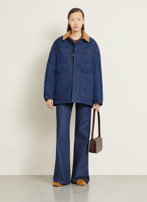 AMI PARIS Oversized-Jeansjacke BLAU / COGNAC