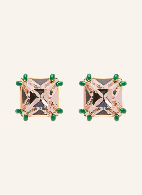 LULU Copenhagen GALA CRYSTAL BLING stud earrings PINK / GOLD / GREEN