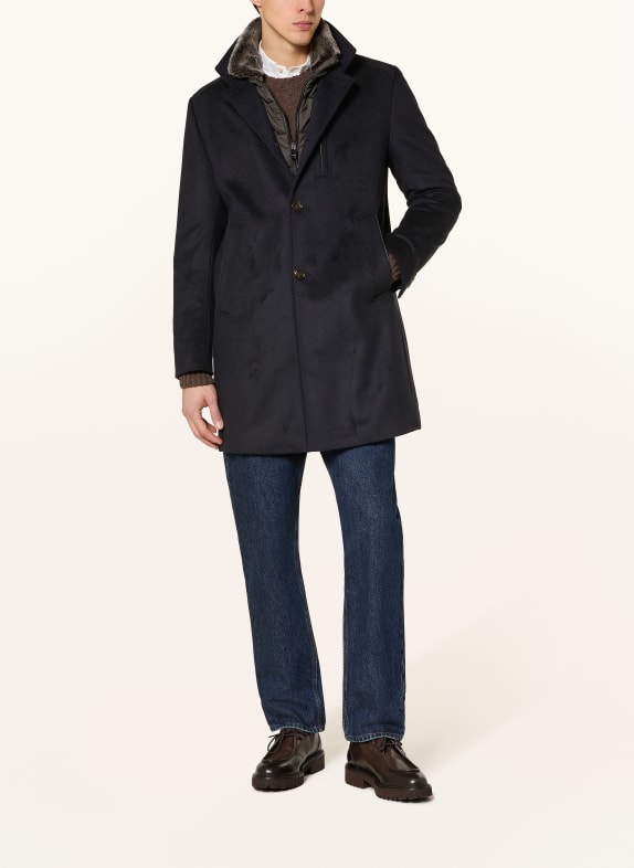 windsor. RIVANO3 wool coat with removable hood DARK BLUE