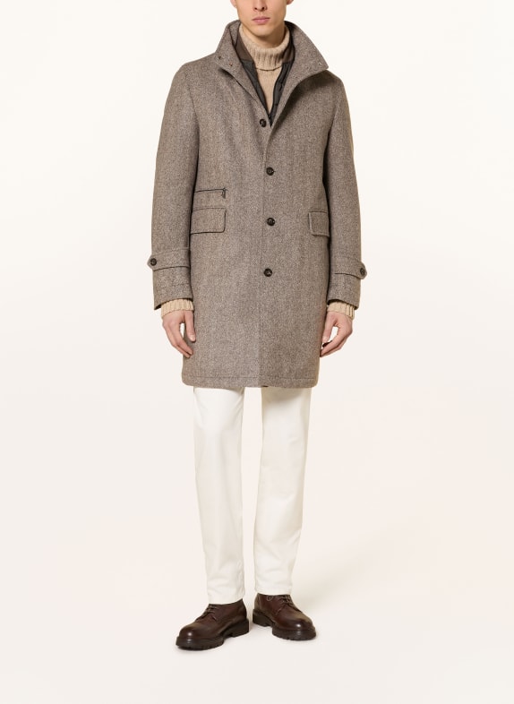 windsor. Wool coat with removable collar GRAY / LIGHT BROWN
