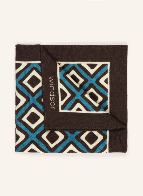 windsor. pocket square DARK BROWN / ECRU / BLUE GRAY