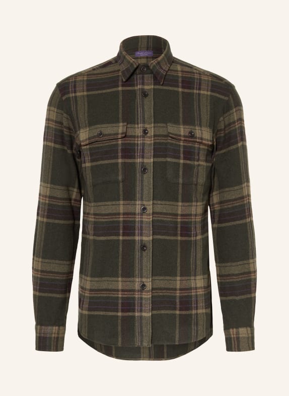 RALPH LAUREN PURPLE LABEL Flanellhemd Regular Fit aus Cashmere DUNKELGRÜN / DUNKELROT / OLIV