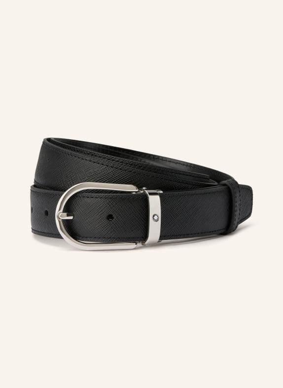 MONTBLANC Reversible leather belt BLACK / SILVER