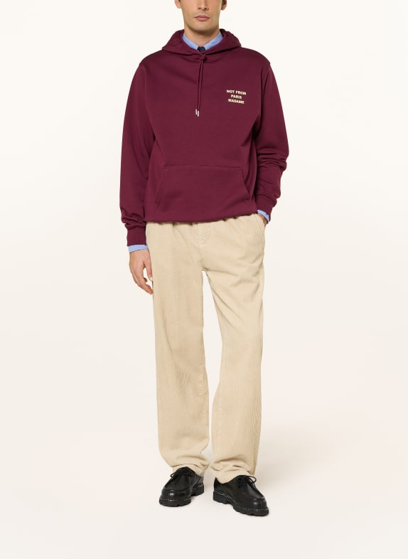 DRÔLE DE MONSIEUR Hoodie LE HOODIE SLOGAN DONKERROOD / ECRU