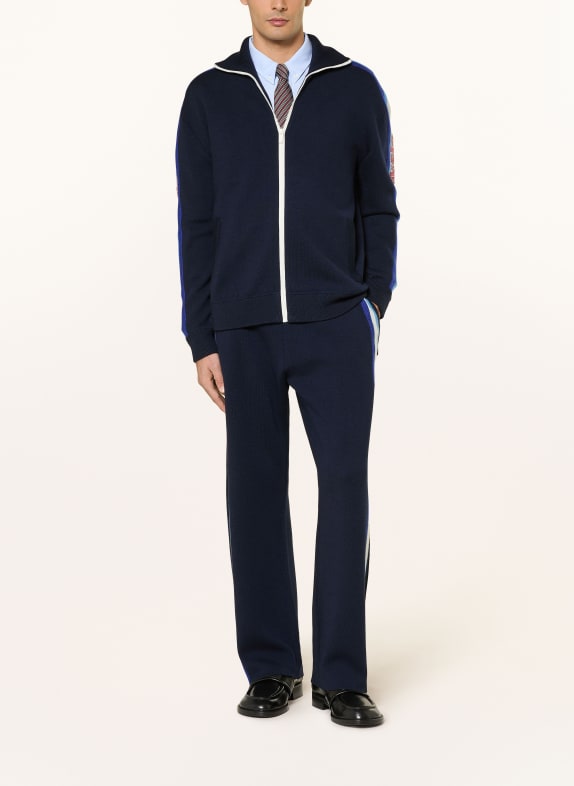 DRÔLE DE MONSIEUR Gebreide broek LE PANTALON MAILLE DRÔLE van merinowol DONKERBLAUW / LICHTBLAUW / WIT