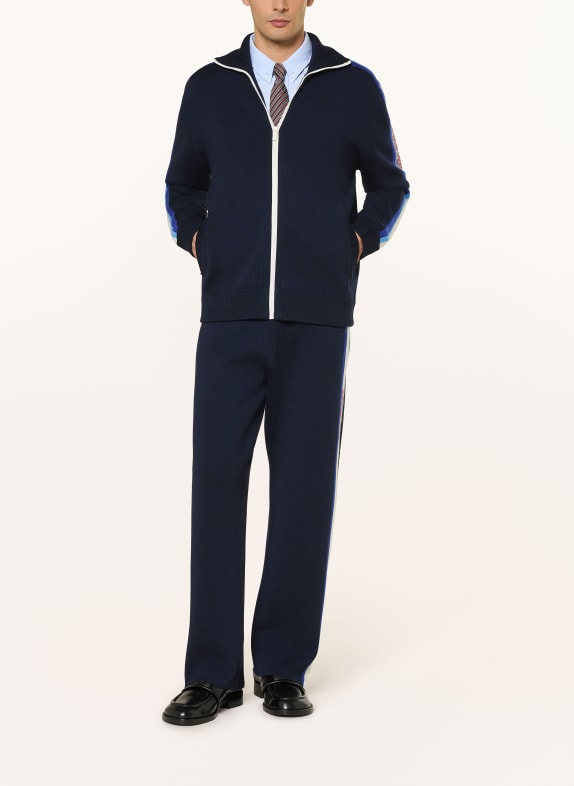 DRÔLE DE MONSIEUR Gebreid vest LA MAILLE ZIPPÉE DRÔLE van merinowol DONKERBLAUW / LICHTBLAUW / WIT