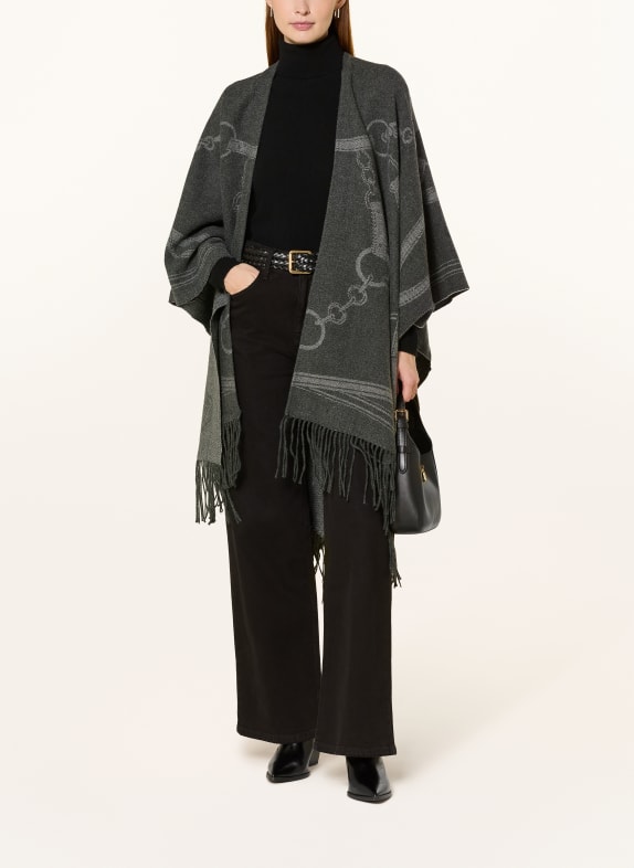 LAUREN RALPH LAUREN Jacquard-Cape DUNKELGRAU / GRAU