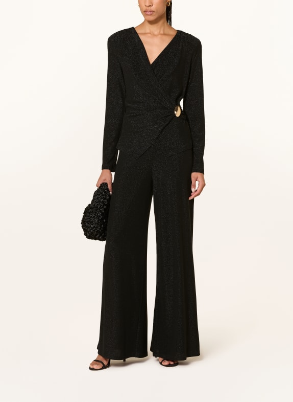 Joseph Ribkoff Jumpsuit in Wickeloptik mit Glitzergarn und Volants SCHWARZ