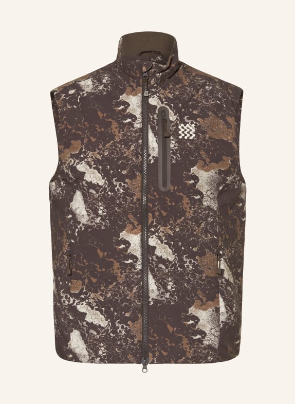 MANORS Kamizelka funkcjonalna WOODLAND COURSE CIEMNOBRĄZOWY / BRĄZOWY / BEŻOWY