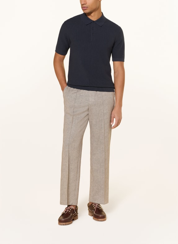 SCOTCH & SODA Gebreid poloshirt DONKERBLAUW