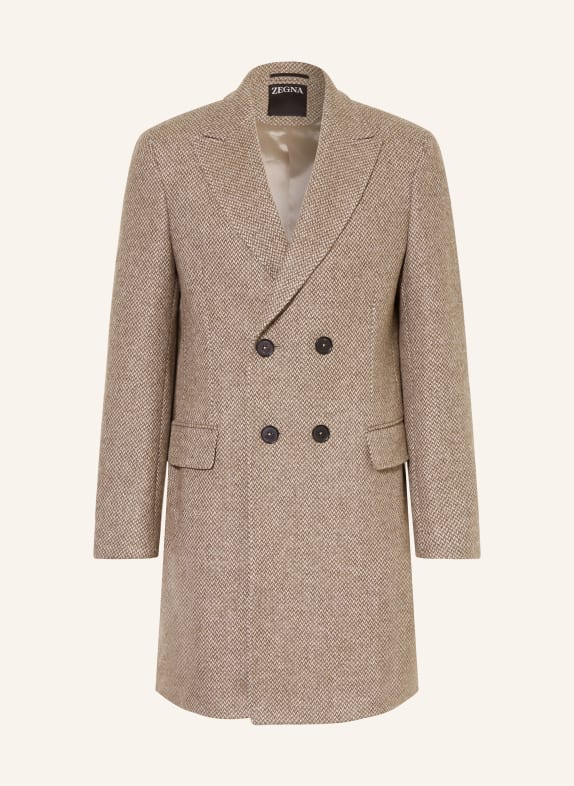 ZEGNA Wollmantel BRAUN / BEIGE / SCHWARZ