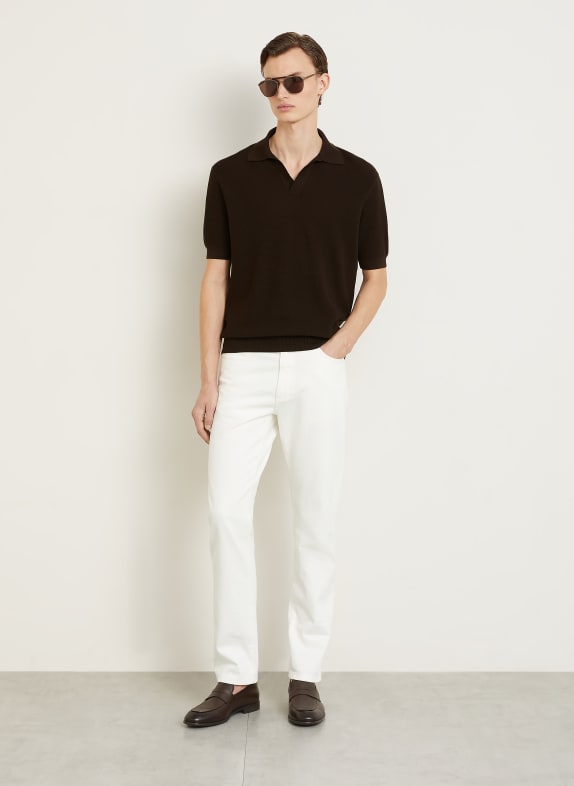 ZEGNA Gebreid poloshirt MARRON FONCÉ