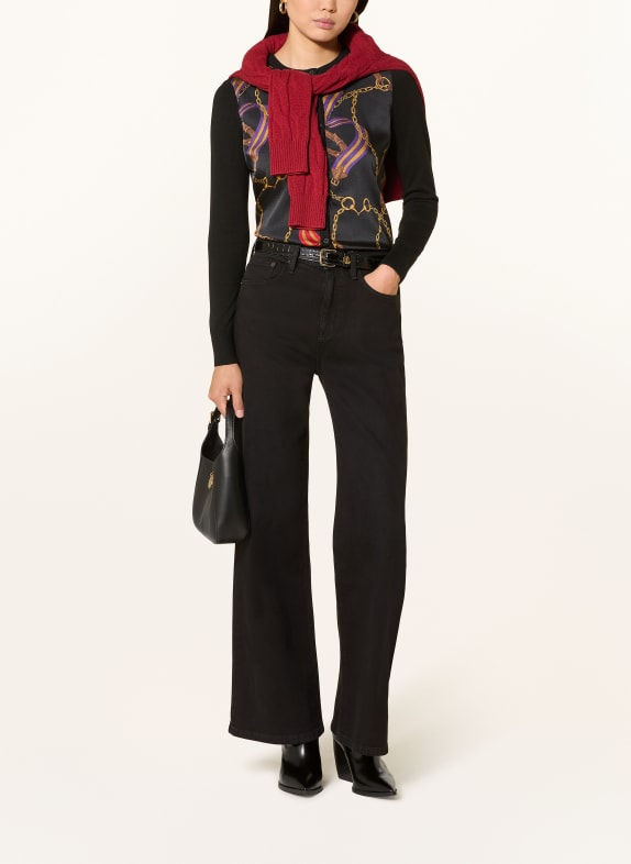 LAUREN RALPH LAUREN Strickjacke SCHWARZ / BRAUN / DUNKELGELB