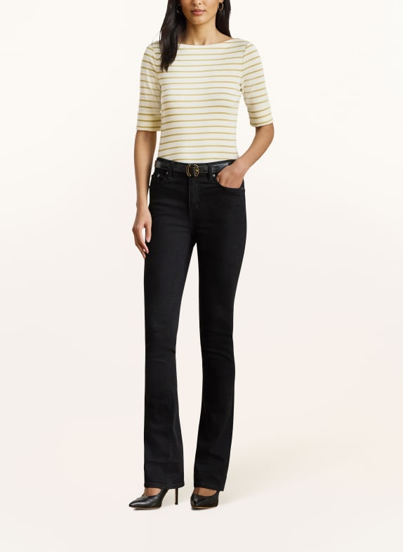 LAUREN RALPH LAUREN Tričko s 3/4 rukávem a třpytivou nití ZLATÁ / BÍLÁ