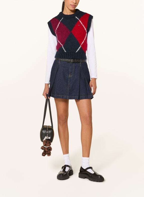TOMMY JEANS pullunder DONKERBLAUW / DONKERROOD / WIT