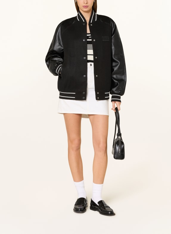 TOMMY JEANS College-Jacke im Materialmix SCHWARZ