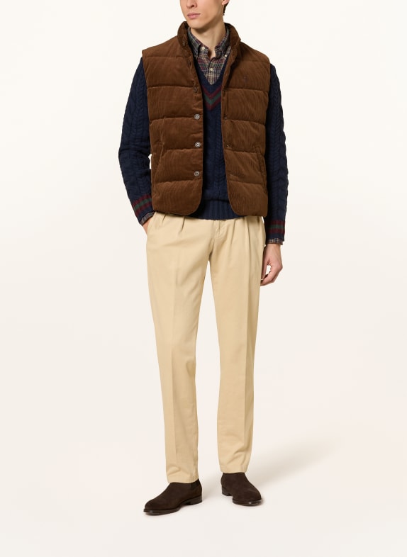 POLO RALPH LAUREN Gilet en duvet en velours côtelé MARRON FONCÉ