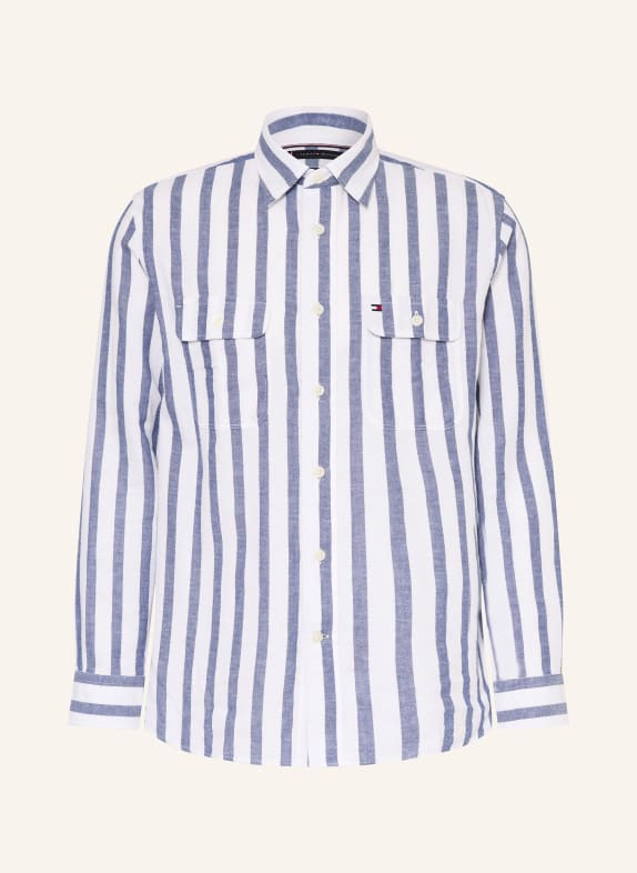 TOMMY HILFIGER Hemd Comfort Fit WEISS / DUNKELBLAU