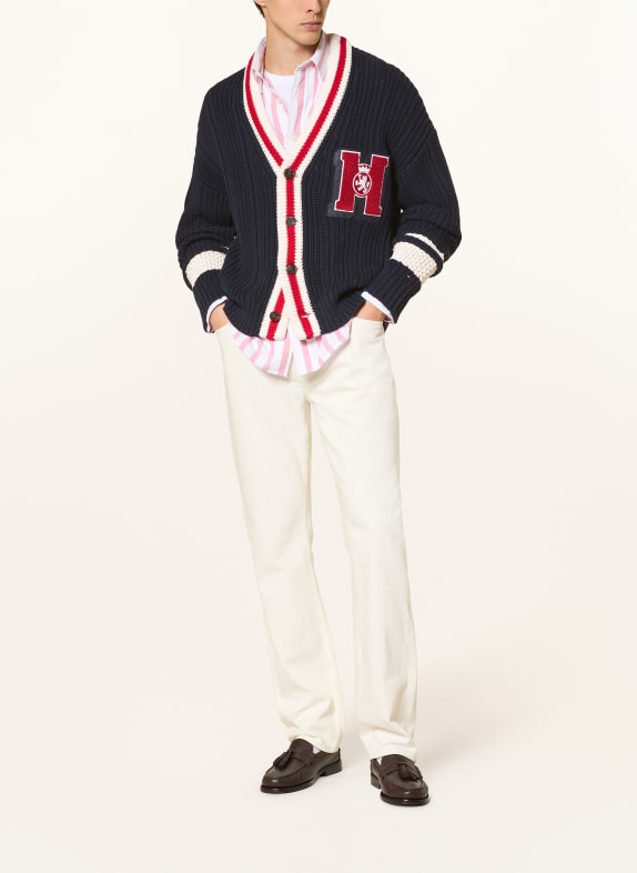 TOMMY HILFIGER Stickad kofta MÖRKBLÅ / RÖD / VIT