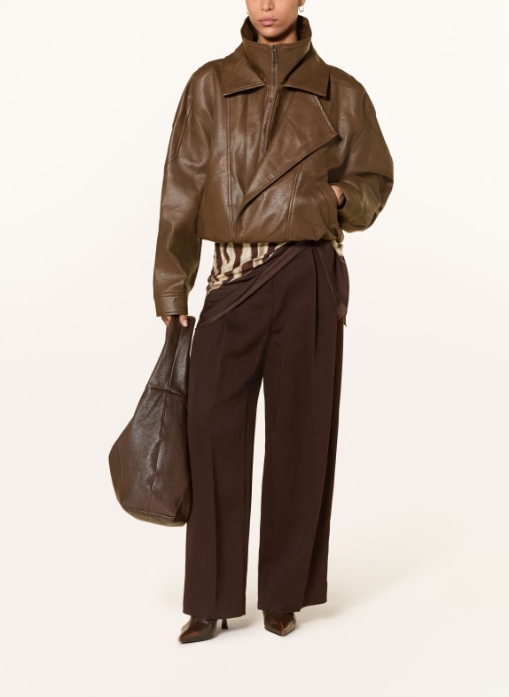 ELEH Jacke in Lederoptik DUNKELBRAUN