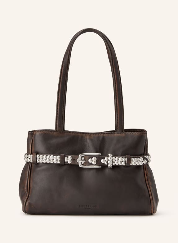 LIEBESKIND Torebka NORI z nitami CIEMNOBRĄZOWY