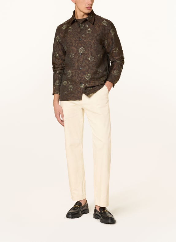LES DEUX Jacquard-overjas KALEB MARRON FONCÉ / BRUIN / BEIGE