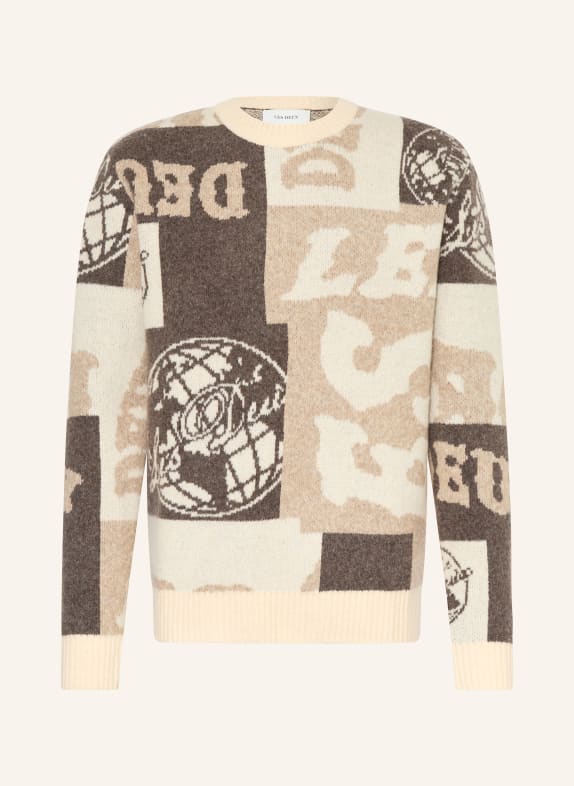 LES DEUX Pullover GLOBE DUNKELBRAUN / HELLBRAUN / BRAUN