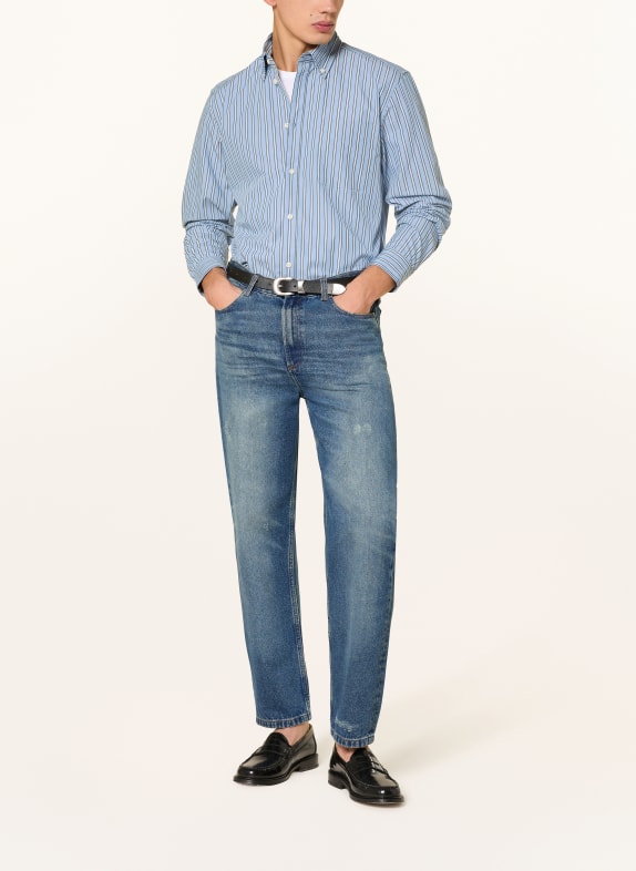LES DEUX Overhemd KENT Loose Fit LICHTBLAUW / DONKERGRIJS / WIT
