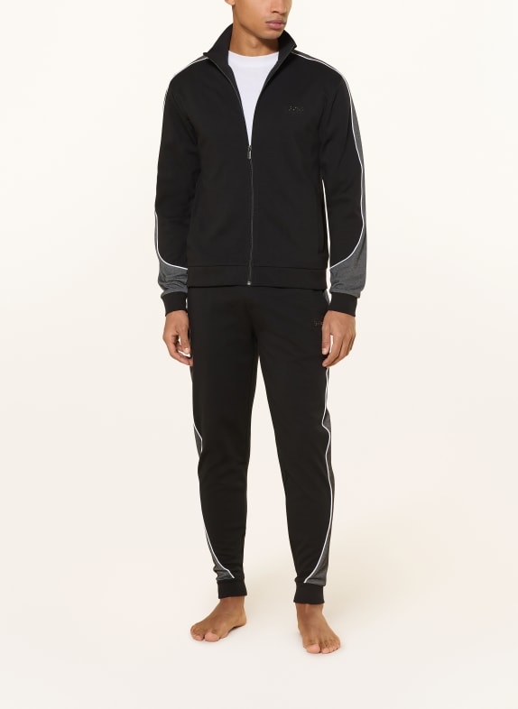 BOSS Pantaloni de casă NEGRU / GRI ÎNCHIS / ALB