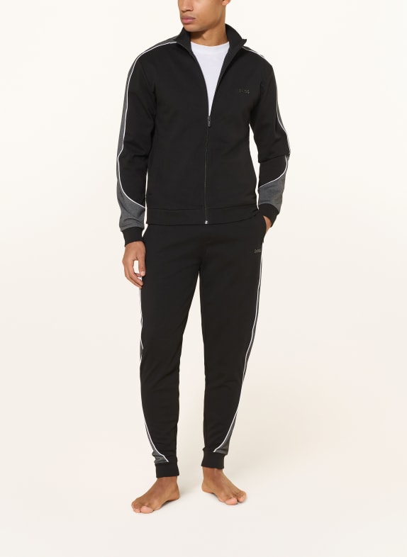 BOSS Jachetă de antrenament TRACKSUIT JACKET NEGRU / GRI ÎNCHIS / ALB