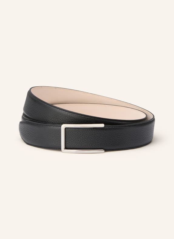GOLDFELS leather belt BLACK / SILVER