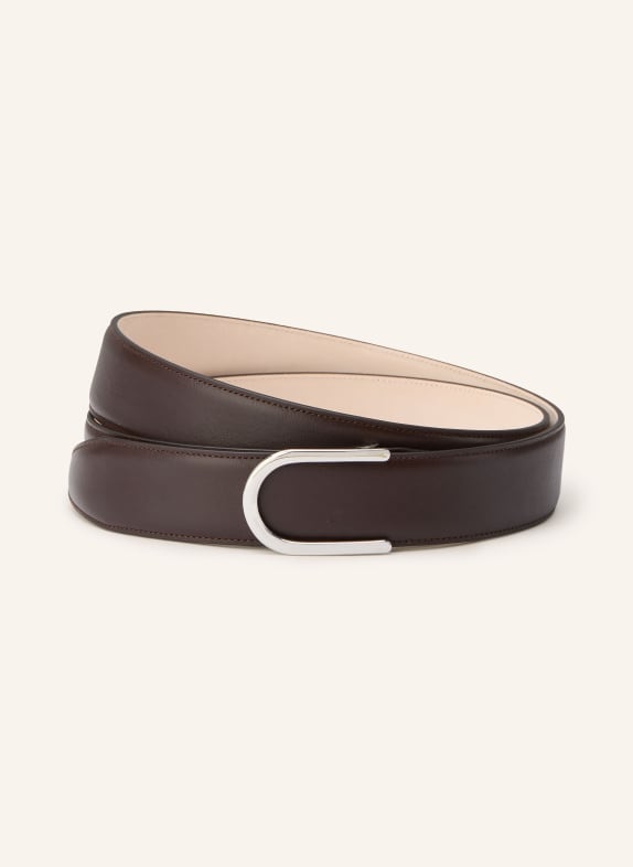 GOLDFELS leather belt DARK BROWN / SILVER