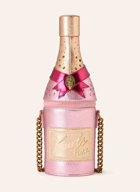 KURT GEIGER Umhängetasche CHAMPANGER BOTTLE mit Schmucksteinen ROSA / GOLD / PINK