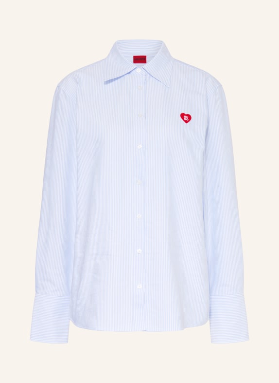 HUGO Hemdbluse ERSELIA HELLBLAU / WEISS