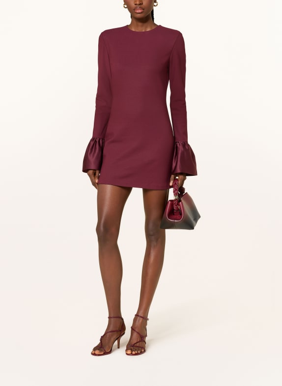 ROTATE Koktejlové šaty s síťovinou TMAVĚ ČERVENÁ