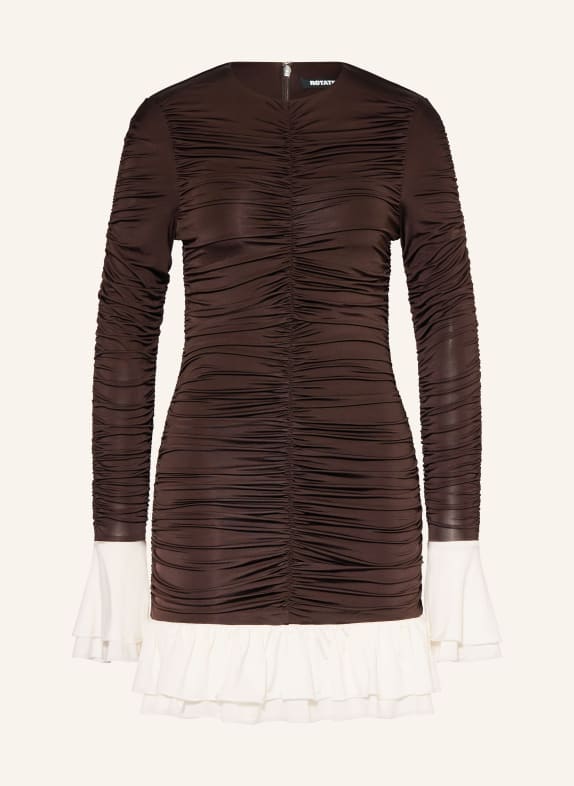 ROTATE Cocktailkleid DUNKELBRAUN / WEISS